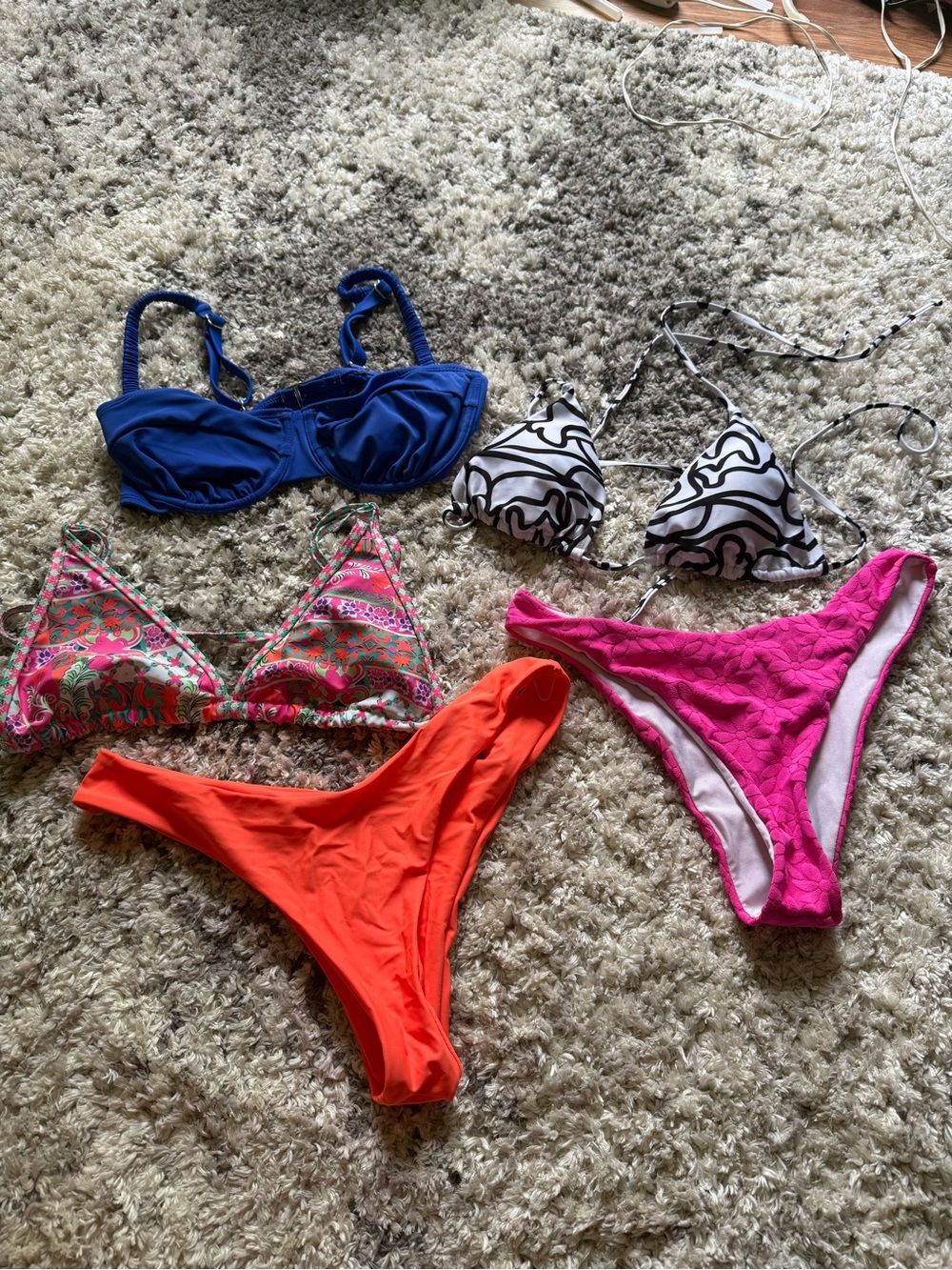 SHEIN Colorful Mix & Match Bikini Set - Blue, Black/White, Pink, Orange, Multi